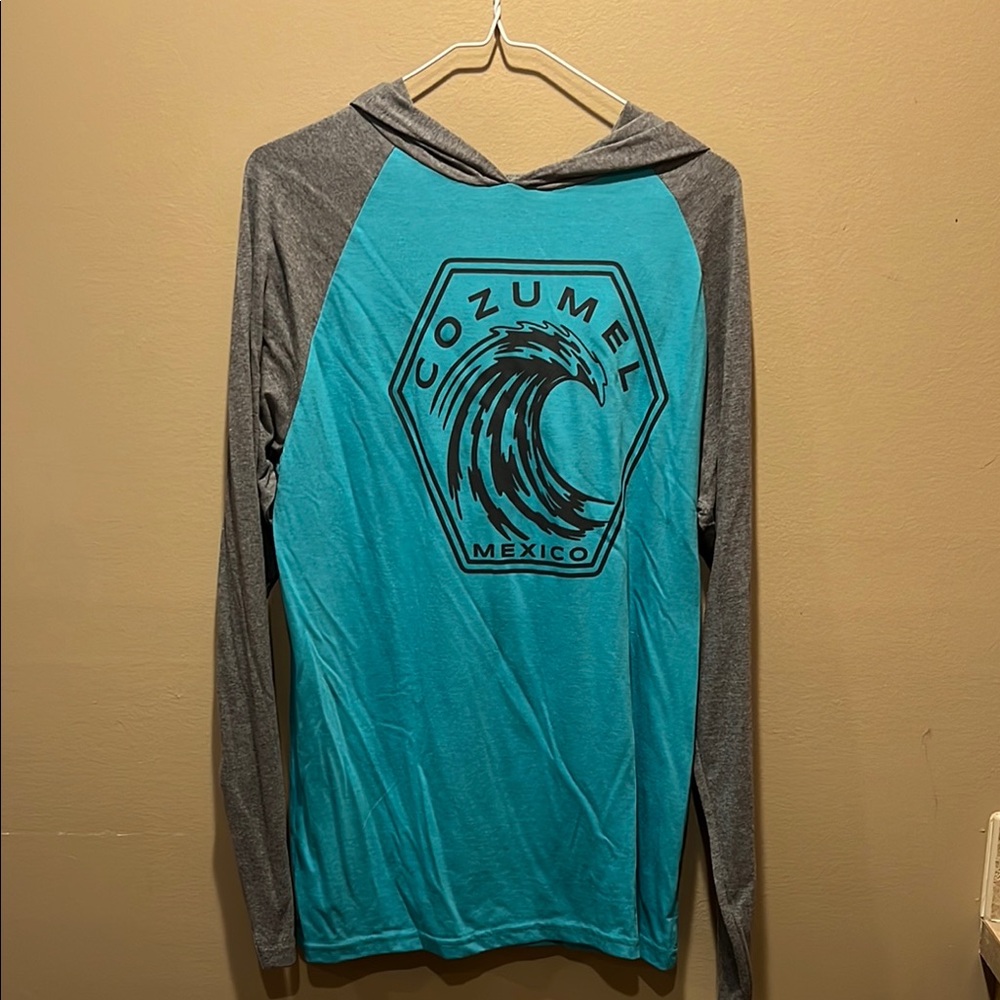 Cozumel Mexico Teal and Gray Hoodie